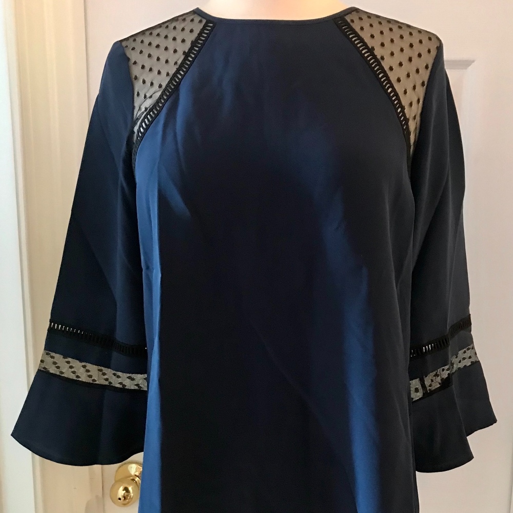 J.CREW SILK FLUTTER-SLEEVE TOP IN SWISS-DOT.